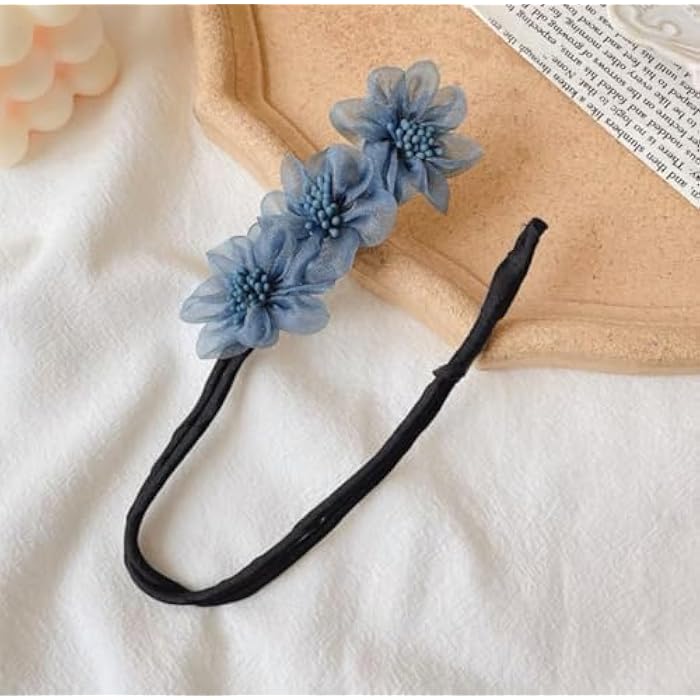 FASHION MANIA 2 PCS Exquisite And Shiny Flower Hair Curler, Elegant Hair Bun, Easy Hairs Curler For Women（blue+white) - Image 2